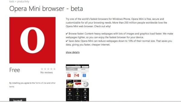 How to download opera mini for windows phone